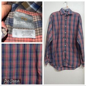 Thomas dean long sleeve plaid shirt